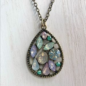 Multi Stone Cluster Pendant Necklace